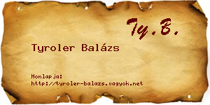 Tyroler Balázs névjegykártya